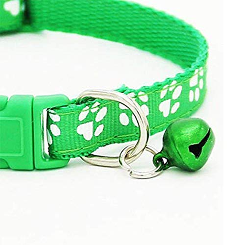 Fransande – Juego de 2 collares de gato ajustables con campana, collar para animal de compañía con estampado de fantasía, collar extraíble de liberación rápida para gatos (verde y amarillo)