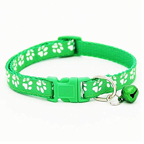 Fransande – Juego de 2 collares de gato ajustables con campana, collar para animal de compañía con estampado de fantasía, collar extraíble de liberación rápida para gatos (verde y amarillo)