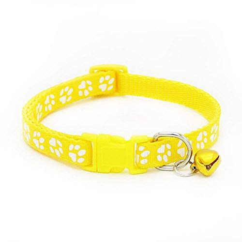 Fransande – Juego de 2 collares de gato ajustables con campana, collar para animal de compañía con estampado de fantasía, collar extraíble de liberación rápida para gatos (verde y amarillo)