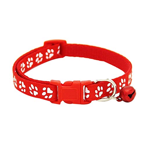 Fransande – Juego de 2 collares de gato ajustables con campana, collar para animal de compañía con estampado de fantasía, collar extraíble de liberación rápida para gatos (rojo y azul)