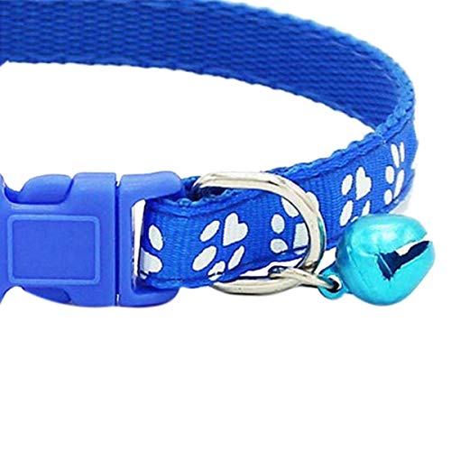 Fransande – Juego de 2 collares de gato ajustables con campana, collar para animal de compañía con estampado de fantasía, collar extraíble de liberación rápida para gatos (rojo y azul)