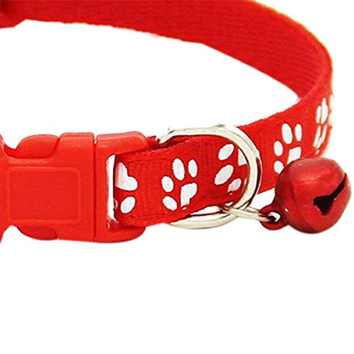 Fransande – Juego de 2 collares de gato ajustables con campana, collar para animal de compañía con estampado de fantasía, collar extraíble de liberación rápida para gatos (rojo y azul)
