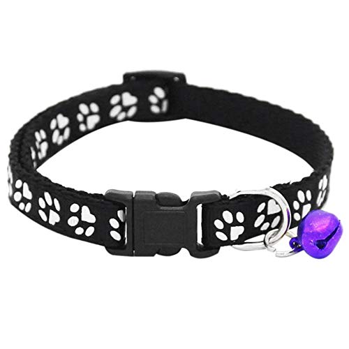 Fransande – Juego de 2 collares de gato ajustables con campana, collar para animal de compañía con estampado de fantasía, collar extraíble de liberación rápida para gatos (rosa y negro)