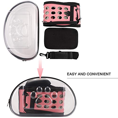 FREESOO Transportin Gato, Transportin Perro Portador de Viaje Bolso de Hombro Bolsa de Transporte para Mascotas Perros Gatos Transpirable Plegable Viaje Coche Portátil en Tren, Coche, Avión 42*28*32cm
