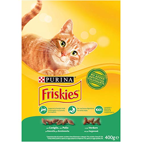 Friskies Adult pienso para el Gato, con Conejo, Pollo y Verduras aggiunte, 400 g – Paquete de 20 Unidades