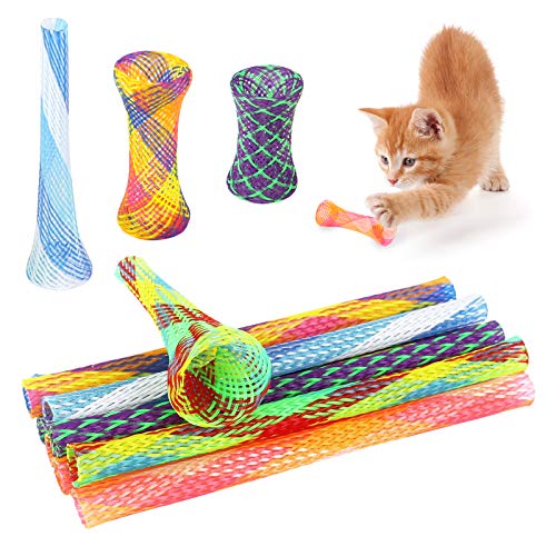 Fulushou 25 Piezas Juguete de Resorte para Gatos, Primavera Muelles en Espiral de Plástico, Juguetes Coloridos de Gatos en Espiral, Juguete del Gato por Gato Gatito Mascotas, Color Aleatorio