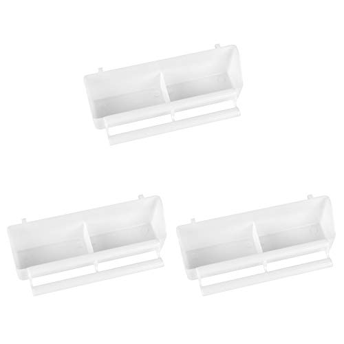 Fulushou 3 comederos para pájaros y agua, de plástico, 2 compartimentos, para colgar pájaros, comedero para pájaros, accesorios para loros, periquitos, cacatúas, palomas, pájaros, color blanco