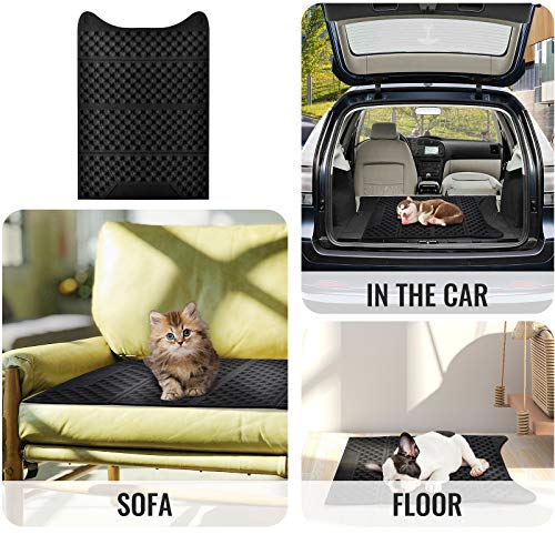 FurPaw Alfombra Gatos Arenero, Alfombrilla Mascotas Impermeable Fácil de Limpiar, Estera Arena para Gatos en Negro para Arenero Gatos Cubierto
