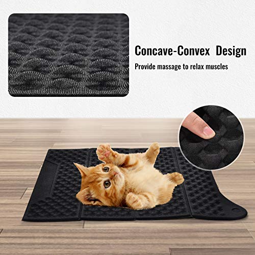 FurPaw Alfombra Gatos Arenero, Alfombrilla Mascotas Impermeable Fácil de Limpiar, Estera Arena para Gatos en Negro para Arenero Gatos Cubierto