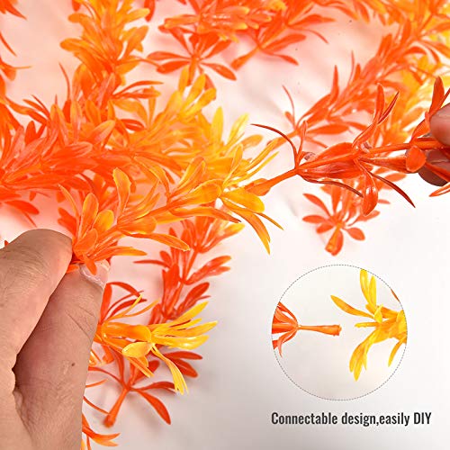 FurPaw Decoración Acuario, Plantas Degradado Artificiales Pecera Ornamento Césped Plástico No Tóxica para Tanque - Naranja Degradado