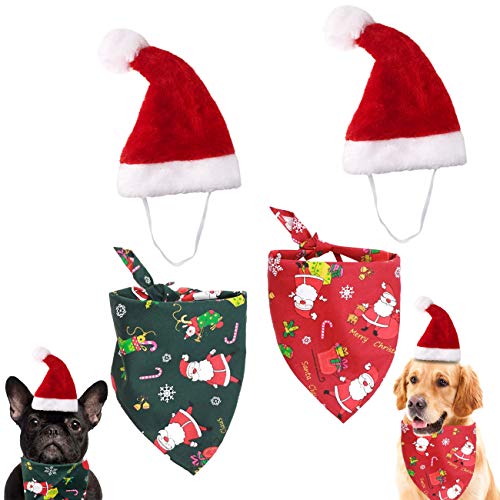 GABraden Pañuelo para perro con diseño de triángulo reversible, gorro de Papá Noel ajustable para perros