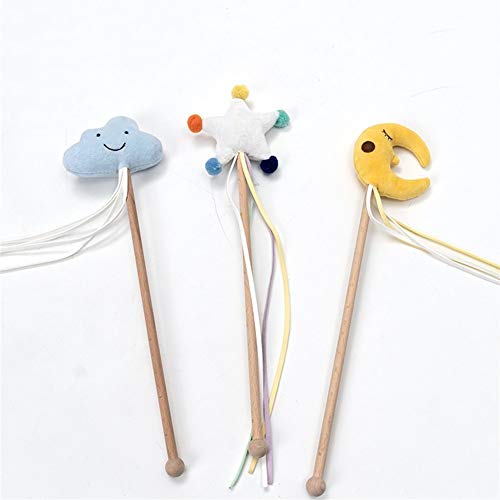 Gaodpz PP algodón Headliner Gato sospechoso Palo Hecha a Mano del Gato Juguete for Mascotas Suministros Gato Interactivo Wand (Color : Five-Pointed Star)