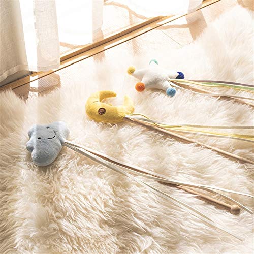 Gaodpz PP algodón Headliner Gato sospechoso Palo Hecha a Mano del Gato Juguete for Mascotas Suministros Gato Interactivo Wand (Color : Five-Pointed Star)