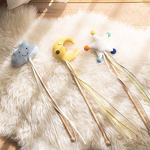 Gaodpz PP algodón Headliner Gato sospechoso Palo Hecha a Mano del Gato Juguete for Mascotas Suministros Gato Interactivo Wand (Color : Five-Pointed Star)
