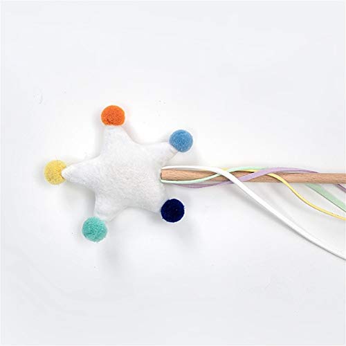 Gaodpz PP algodón Headliner Gato sospechoso Palo Hecha a Mano del Gato Juguete for Mascotas Suministros Gato Interactivo Wand (Color : Five-Pointed Star)