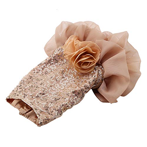 Garosa Vestido De Perro para Mascotas Ropa para Perros Pequeños Lentejuelas Tiquín Sedoso Disfraz De Perrito Princesa Elegante Falda Traje De Boda(S-Beige)