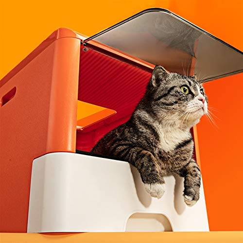 Gatera Arenero WC Detalle de engaño para mascotas asalto de asada de gato para gato ABS para el aseo de gato de plástico fácil limpio totalmente cerrado toile, caja de arena de gato de dos puertas Caj