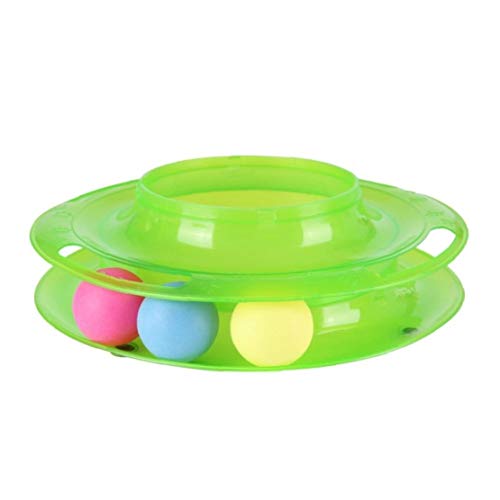 Gatito 1pc Animal Doméstico del Gato Loco Interactivo Torre De La Caza De La Bola De Actividad del Disco De Atracciones del Juego Trilaminar Juguete - 3 Niveles Y 3 Bolas