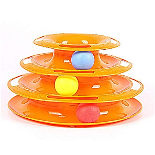 Gatito 1pc Animal Doméstico del Gato Loco Interactivo Torre De La Caza De La Bola De Actividad del Disco De Atracciones del Juego Trilaminar Juguete - 3 Niveles Y 3 Bolas