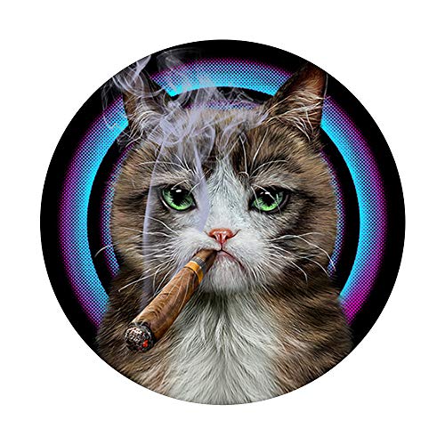 Gato atigrado con cigarro PopSockets PopGrip: Agarre intercambiable para Teléfonos y Tabletas