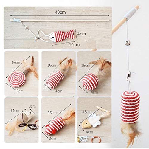Gato de juguete Divertido Gato Stick Palo de siete piezas Gato Juguete de peluche Gatito de juguete Divertido gato varilla Lucha Gato Juego de juguete Gato Suministros para mascotas Suministros