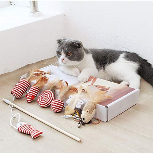 Gato de juguete Divertido Gato Stick Palo de siete piezas Gato Juguete de peluche Gatito de juguete Divertido gato varilla Lucha Gato Juego de juguete Gato Suministros para mascotas Suministros