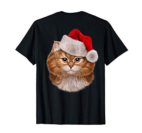 Gato naranja con gorro de Papá Noel Camiseta