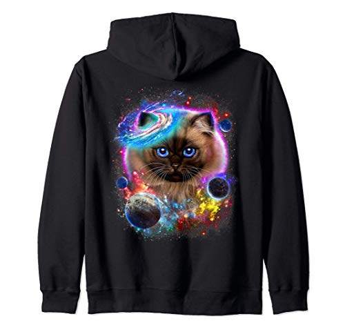Gato siamés en el espacio exterior y la galaxia Sudadera con Capucha