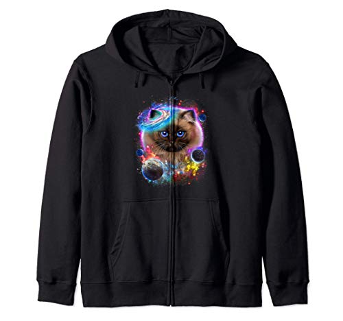 Gato siamés en el espacio exterior y la galaxia Sudadera con Capucha