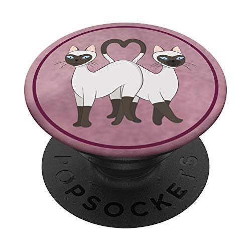 Gatos siameses enamorados - Cat Lady PopSockets PopGrip: Agarre intercambiable para Teléfonos y Tabletas