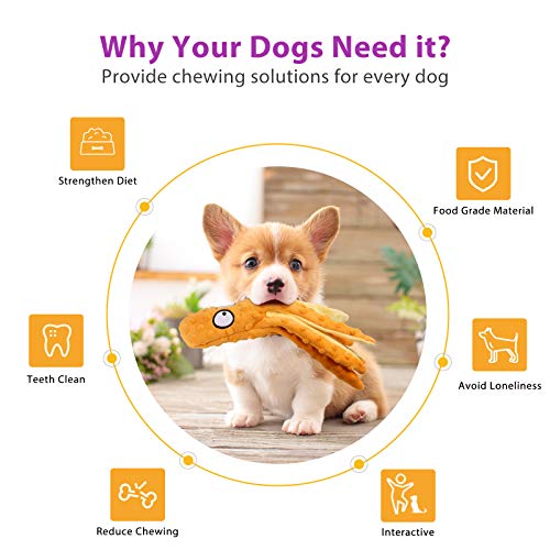 G.C 2 Juguetes para Perros, Perro Peluche Sonido Morder Juguete, Mascotas Masticar Chirriantes Juego, Pulpo Interactivos Inteligencia Accesorios para Cachorro de Pequeños Medianos y Grandes