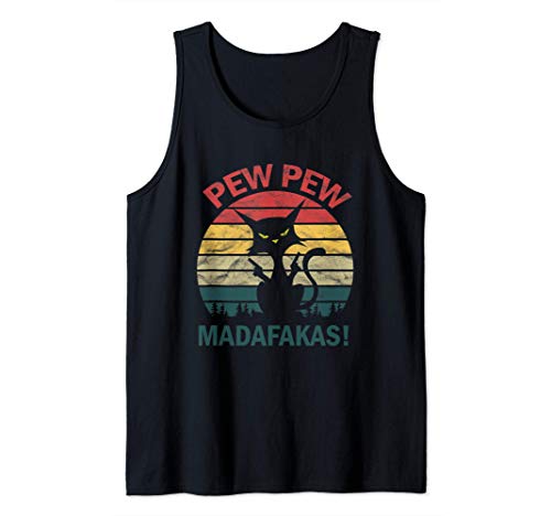 Gente loca Divertido Gato Crazy Kitty Cat - Pew Pew Madafaka Camiseta sin Mangas