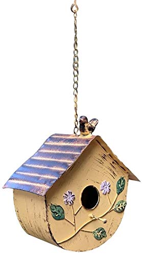 GIAOYAO Birdhouses Decoración de la Pared Colgante Jardín Balcón Terraza Patio Decoración de Pared Mural Bird Outdoor Bird Nest Box (Color : Yellow, Talla : 25x13cm)