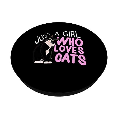 Girl Loves Cats Divertido Gato Regalo Navidad Mujer Chica PopSockets PopGrip: Agarre intercambiable para Teléfonos y Tabletas