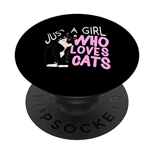 Girl Loves Cats Divertido Gato Regalo Navidad Mujer Chica PopSockets PopGrip: Agarre intercambiable para Teléfonos y Tabletas