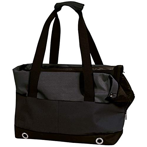 Gloria - Bolsa bandolera para transportar mascotas (30 x 30 x 52 cm), color negro