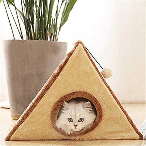 GODGETS Gato Rascador Tabla del Triángulo Cara Pad Mat Garras Cuidado Juguete Educativo Casa del Gato,Marrón Claro,S