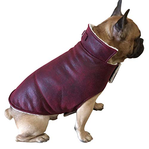 GODGETS Ropa para Perros Mascotas Capa para Gatos Cazadora para Perros Ropa Vellón Esquilador Chaleco para Perros Pequeños y Medianos Perros Grandes Cachorro de Gato,Vino Rojo,(30×50×35 CM)