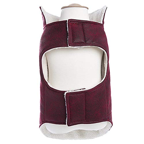 GODGETS Ropa para Perros Mascotas Capa para Gatos Cazadora para Perros Ropa Vellón Esquilador Chaleco para Perros Pequeños y Medianos Perros Grandes Cachorro de Gato,Vino Rojo,(30×50×35 CM)