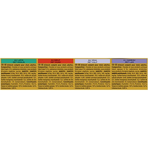 Gourmet Gold – Las muselinas: Conejo, Buey, Vela, Cordero – 24 x 85 g – Lote de 4