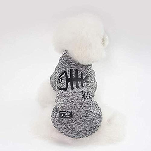 Gshy Ropa para Mascotas Jersey de algodón Grueso otoño Invierno Abrigo de Espina de Pescado para Perros y Gatos (Gris, M)