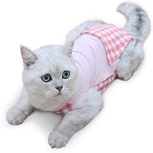 GuangLiu Camisetas para Perros Traje De Recuperación para Gatos Ropa de Gato Solo para Gatos Chaleco para Perro después de la cirugía Pink,S