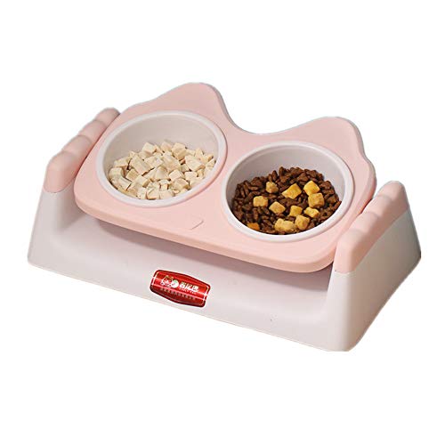 GuangLiu Comederos para Perros Comedero Gato Criado de Gato De plástico de Perro Perro Mediano Inclinado Perro Cuencos de alimentación para Perros Pink