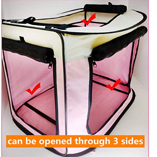 Guangyu Transportin para Perros Plegable,Bolsa de Transporte para Perros Gatos,Bolsa de Transporte para Coche Viaje Portátil Impermeable (S:56 * 40 * 36cm, Rosa)