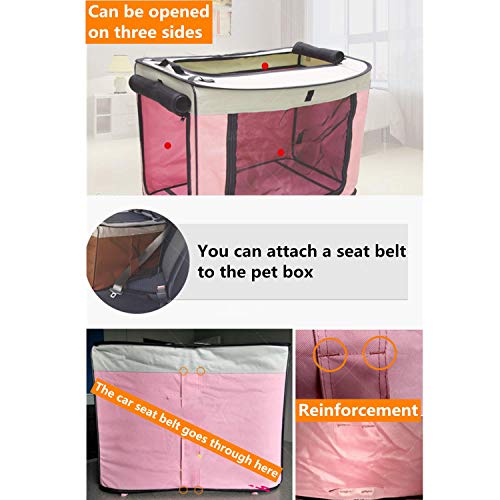Guangyu Transportin para Perros Plegable,Bolsa de Transporte para Perros Gatos,Bolsa de Transporte para Coche Viaje Portátil Impermeable (S:56 * 40 * 36cm, Rosa)