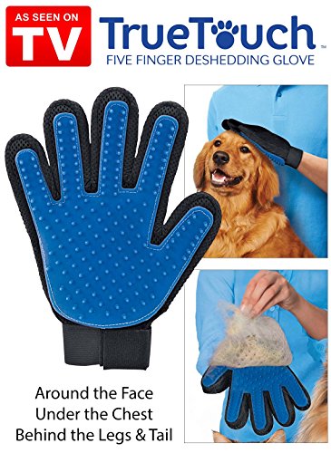 Guante mágico con cepillo True Touch para perros y gatos y cardador, elimina el pelo y masajea
