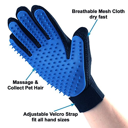 Guante para pelo de mascota suave. Herramienta de masaje con cinco dedos, diseño perfecto para perros y gatos con pelo largo y corto, de Qunlei