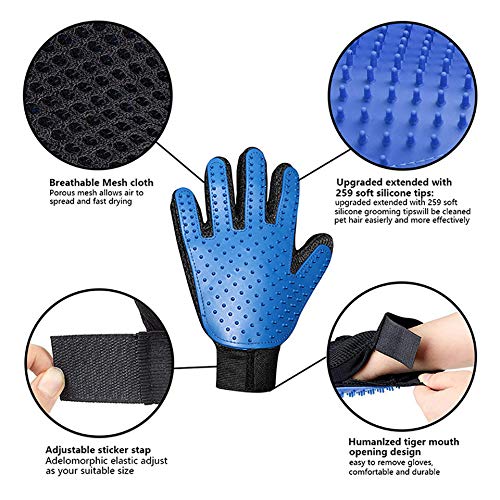 Guante para pelo de mascota suave. Herramienta de masaje con cinco dedos, diseño perfecto para perros y gatos con pelo largo y corto, de Qunlei