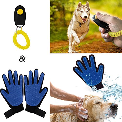 Guantes para el cepillado de gatos y perros con recompensa para el adiestramiento, Guantes de baño con cepillo para masaje eficiente y delicado ANG para perros y gatos (un par)
