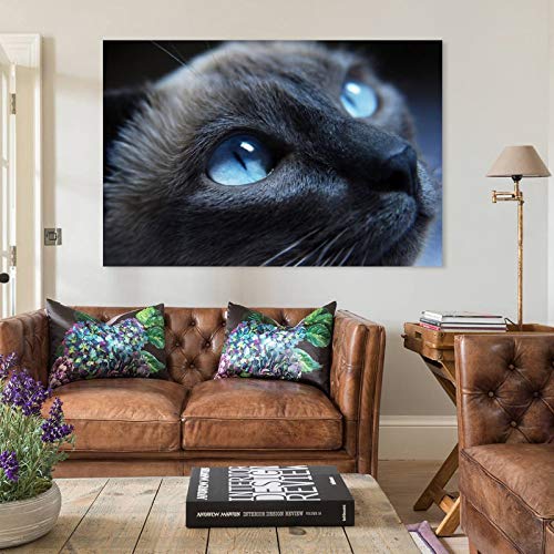 GUKEY Póster decorativo de pared con diseño de gatos y gatos siameses, mamíferos y ojos de animales, 60 x 90 cm